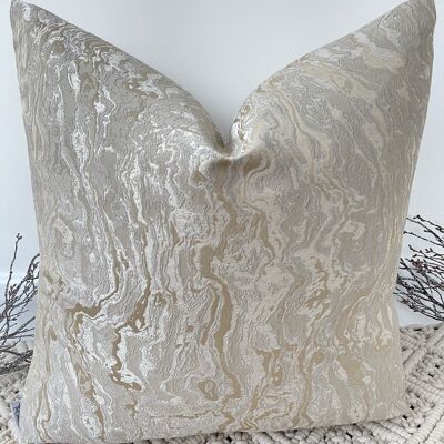 NEW The Champagne & Gold Marble Cushion - 16'' - Yes - Gold