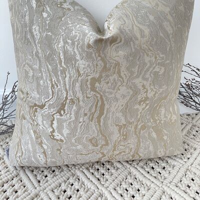 NEW The Champagne & Gold Marble Cushion - 20'' - Yes - Grey