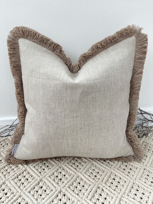 The Beige Linen Salton with brown fringing - 18'' - Yes - None