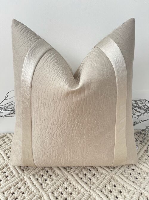 The Cream Tahari Panelled Cushion - 16'' - Yes