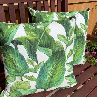 The Outdoor White Leaf Cushion - 18'' - Yes - Black