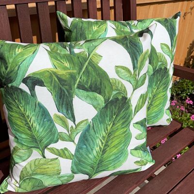 The Outdoor White Leaf Cushion - 20'' - Yes - Black