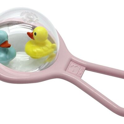 Rosa Baby-Entenrassel – hergestellt in Europa – Babyspielzeug – Spielzeug für das 1. Alter