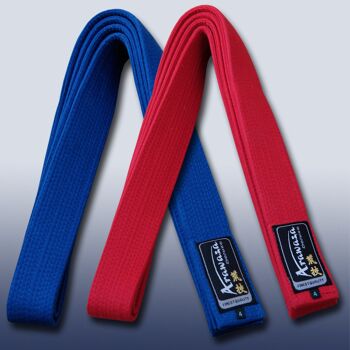 Ceinture de karaté pour kata (compétition) Arawaza | rouge et bleu - Couleur du produit : Rouge / Taille du produit : 220