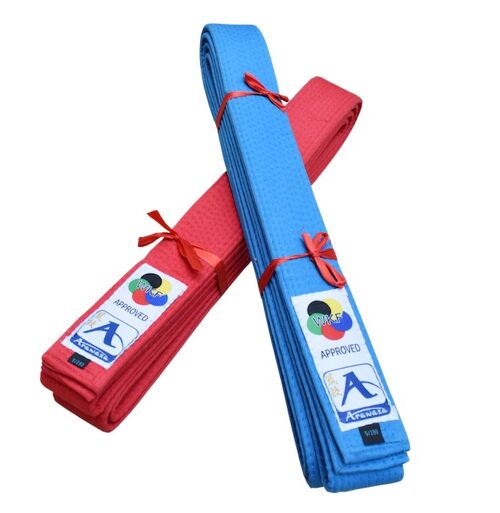 Japanse karate-band voor kata Arawaza | rood & blauw - Product Kleur: Blauw / Product Maat: 240