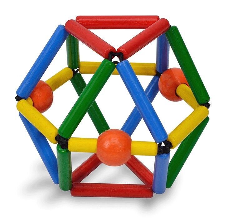 GRABBER MULTICOLORE - Sonaglio, Massaggiagengive e Apprendimento Muscolare - Giocattolo in Legno per Bebè