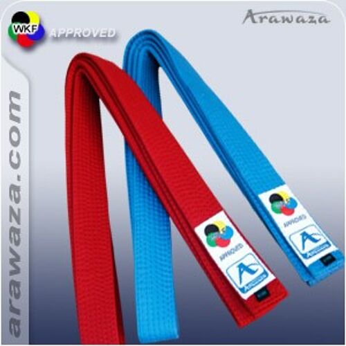Karateband voor kumite Japanse stijl Arawaza | rood & blauw - Product Kleur: Blauw / Product Maat: 220