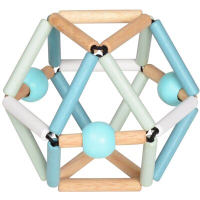 BLUE SNOW GRABBER - Rattle, Teether & Muscle Learning - Baby Wooden Toy