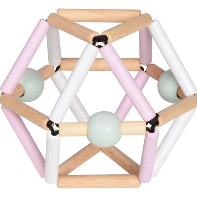 NORDIK PINK GRABBER - Rattle, Teething Ring & Muscle Learning - Baby Wooden Toy