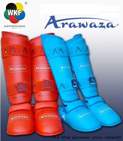 Scheen/wreef-beschermers voor karate Arawaza | WKF | rood - Product Kleur: Rood / Product Maat: XL