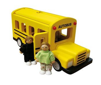 Autobus avec 3 passagers - Jeu d'Imitation - 3+ Jouet en Bois