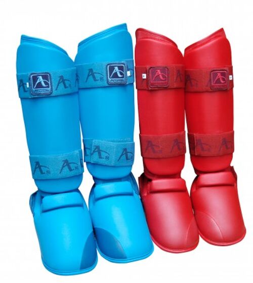 Scheen/wreef-beschermers voor karate Arawaza | blauw & rood - Product Kleur: Rood / Product Maat: S