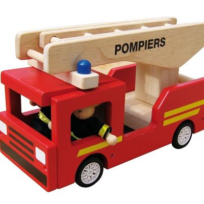 Feuerwehrauto mit 2 Figuren – Nachahmungsspiel – 3+ Holzspielzeug