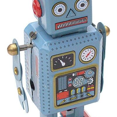 12 Cm Keyed Robot - Mechanical Metal Item - Yesterday's Toy - Collector's Item