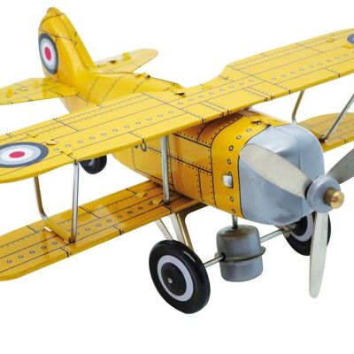 20 Cm Yellow Airplane with Key - Mechanical Metal Item - Yesterday's Toy - Collector's Item