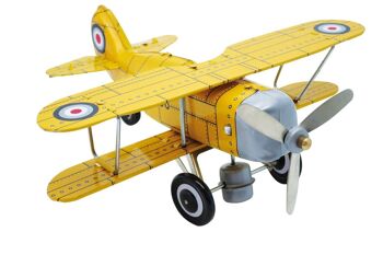 Aéroplane Jaune 20 Cm à Clé - Article Mécanique en Métal - Jouet d'Hier - Objet de Collection 1