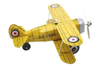 Aéroplane Jaune 20 Cm à Clé - Article Mécanique en Métal - Jouet d'Hier - Objet de Collection 2