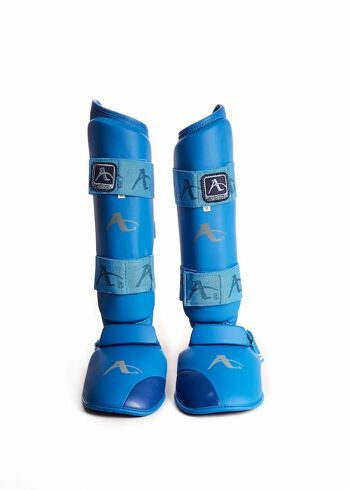 Protège-tibias/cou-de-pieds pour le karaté Arawaza | bleu et rouge - Couleur du produit : Bleu / Taille du produit : M 3