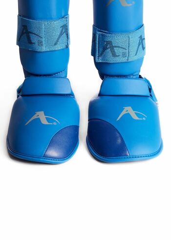 Protège-tibias/cou-de-pieds pour le karaté Arawaza | bleu et rouge - Couleur du produit : Bleu / Taille du produit : M 7