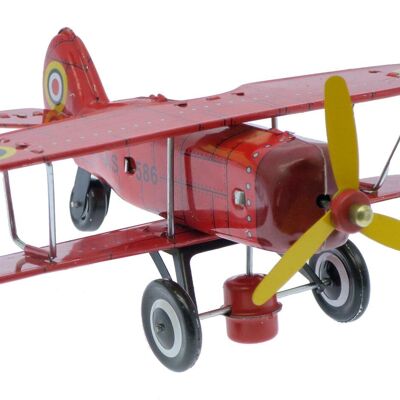 Avión rojo de 20 cm con llaves - Objeto mecánico de metal - Juguete de ayer - Objeto de coleccionista