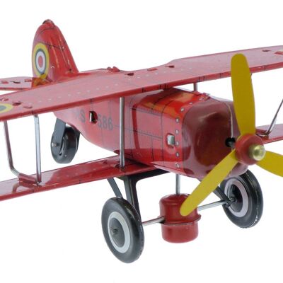 Aéroplane Rouge 20 Cm à Clés - Article Mécanique en Métal - Jouet d'Hier - Objet de Collection