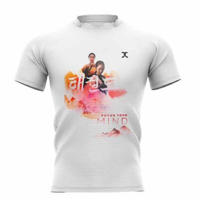 Trainingshirt JCalicu Taekwondo Focus your Mind | wit-oranje - Product Kleur: Wit / Oranje / Product Maat: L