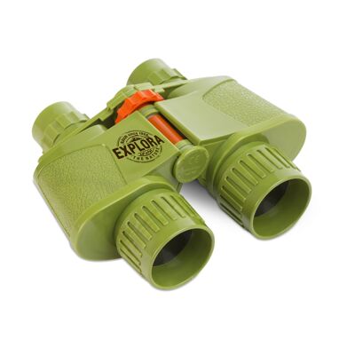 Green Binoculars & Case - Made in Italy - Discovery of the World - EXPLORA Range - ECO ABS - Spring