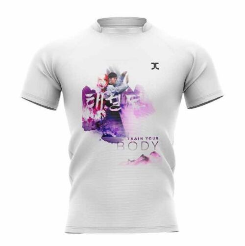 Trainingshirt JC Taekwondo Train your Body | wit-paars - Product Kleur: Wit Paars / Product Maat: 4/5 (+/-128)