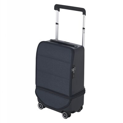 Kabuto GALLIVANTER : Smart Expandable 4-Wheel Carry-On Suitcase Dark Blue Silver
