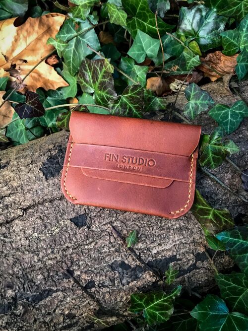 Leather Card Holder - The BOW / Brown - Hand Stitched