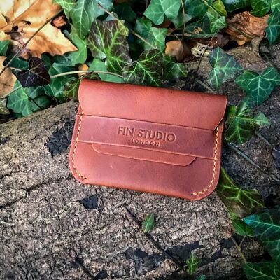 Leather Card Holder - The BOW / Brown - Hand Stitched