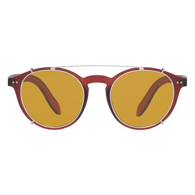 Foxmans Blue Light Blocking Computer Glasses - The Lennon Everyday Lens with Heavy Duty Clip-ons (red frame) Mens & Womens Stylish Frames