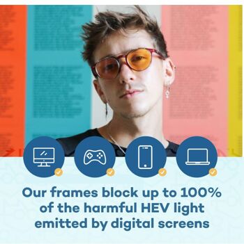 Foxmans Blue Light Blocking Computer Glasses - The Lennon Everyday Lens with Heavy Duty Clip-ons (Red Frame) Mens & Womens Stylish Frames 2