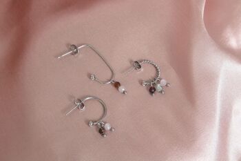 Boucles d'oreilles Granate, Prehnite & Kunzite - Argent 3