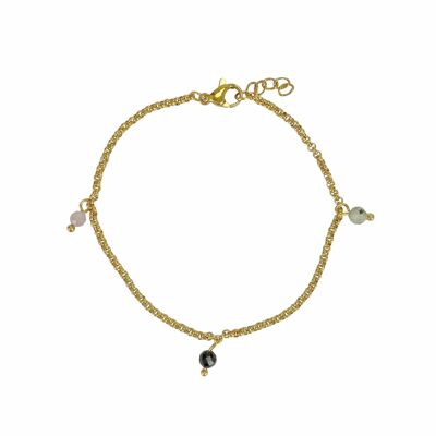 Armband Kunzit, Turmalin & Prehnit - Gold