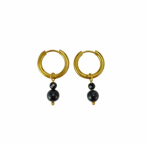 Earrings Black Tourmaline - Gold