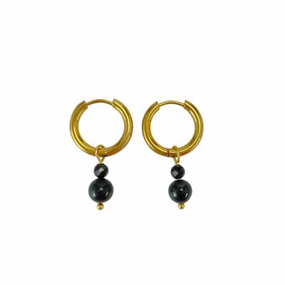 Earrings Black Tourmaline - Gold