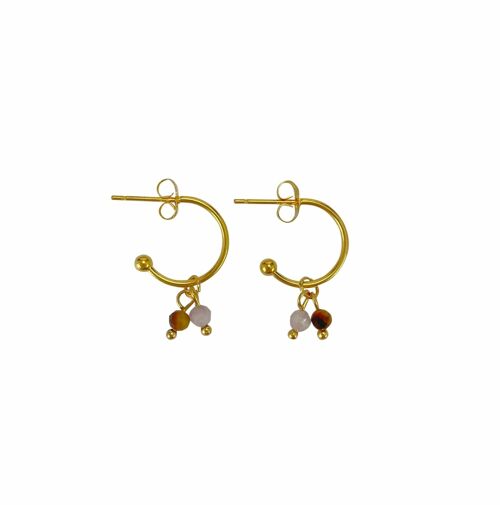Earrings Tigereye & Kunzite - Gold
