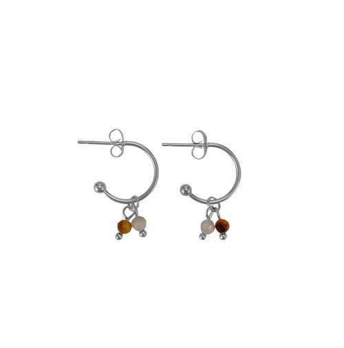 Earrings Tigereye & Kunzite - Silver