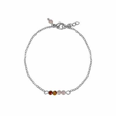 Armband Tigerauge & Kunzit - Silber