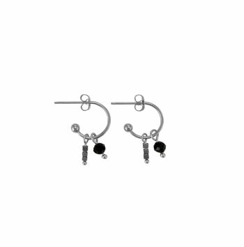 Boucles d'oreilles Or Obsidienne & Hématite - Argent 1