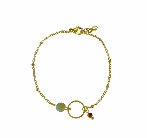 Bracelet Amazonite & Tigereye Ring - Gold