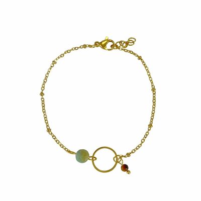 Bracelet Amazonite & Tigereye Ring - Gold