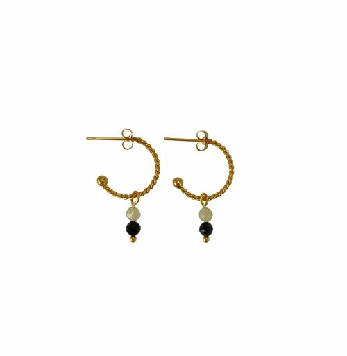 Earrings Tourmaline & Rutile Quartz - Gold