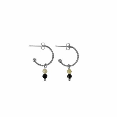 Earrings Tourmaline & Rutile Quartz - Silver