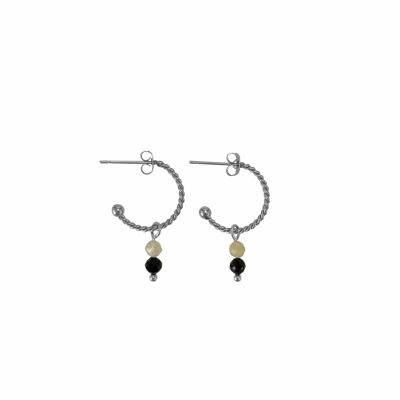 Earrings Tourmaline & Rutile Quartz - Silver