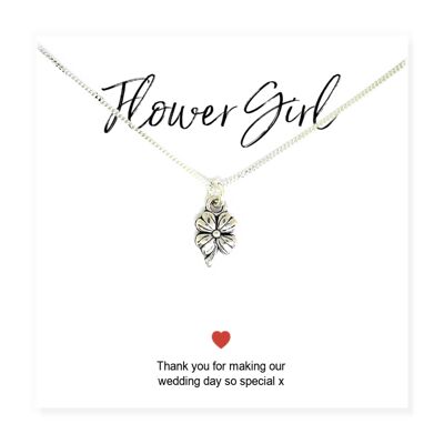 Collier de fille de fleur et carte de remerciement