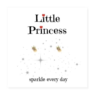 Pendientes de princesita en tarjeta con mensaje