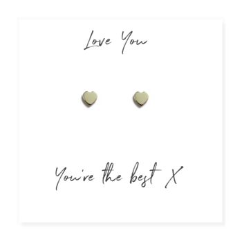 Boucles d'oreilles coeur sur la carte de message Love You 1