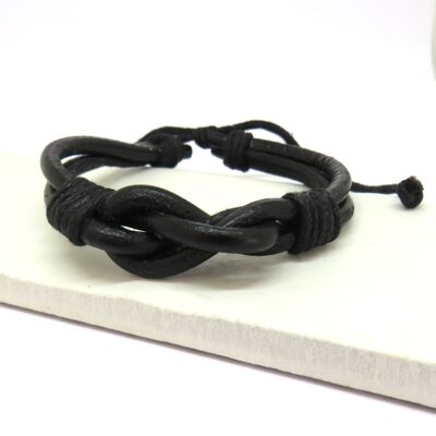 Schwarzes Herren-Leder-Knoten-Armband